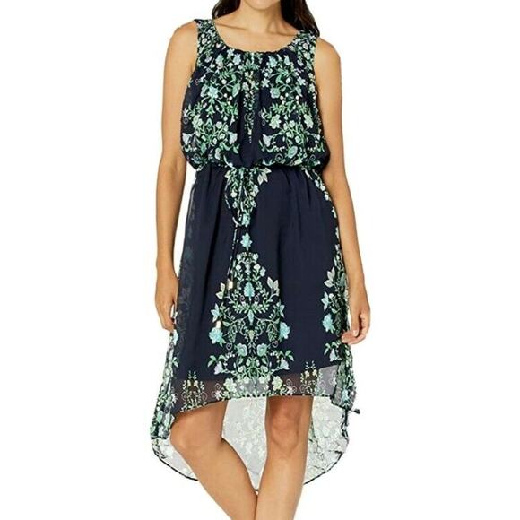 Sandra Darren Womens Dress 12 Floral Blouson Hi-Lo - Picture 1 of 7
